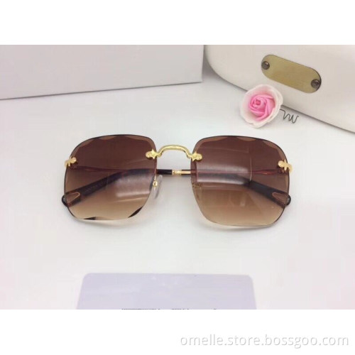 High Quality Square Rimless Sunglasses For Women